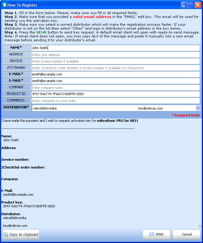 Registration Window