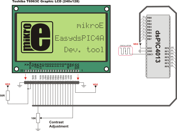 T6963C Glcd HW connection