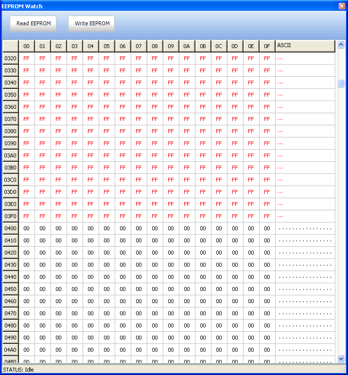 EEPROM Watch Window