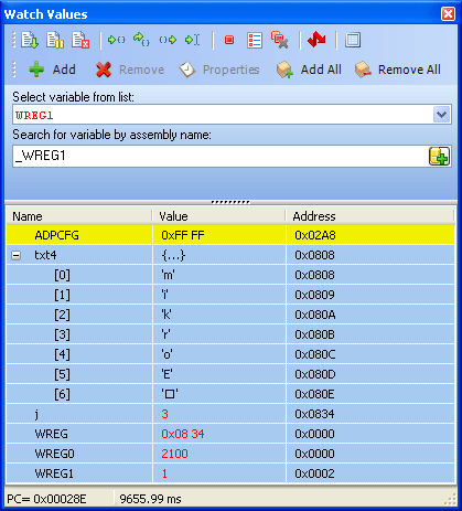 Watch Values Window