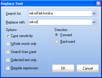 Replace text