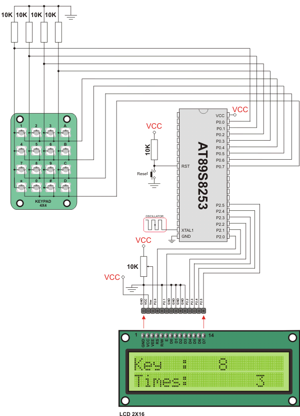 4x4 Keypad connection scheme