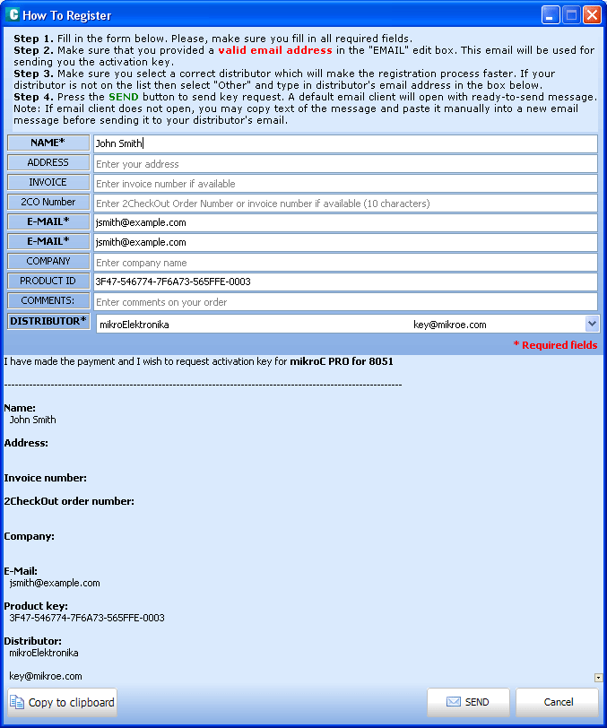 Registration Window