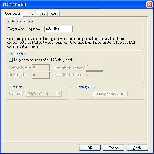 AVR® JTAGICE mkII Options