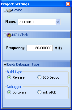 Project Settings Window