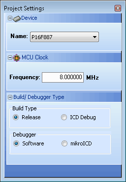Project Settings Window
