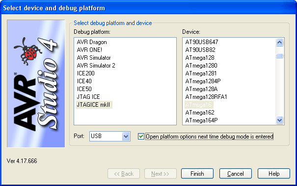Select Device And Debugger Platform