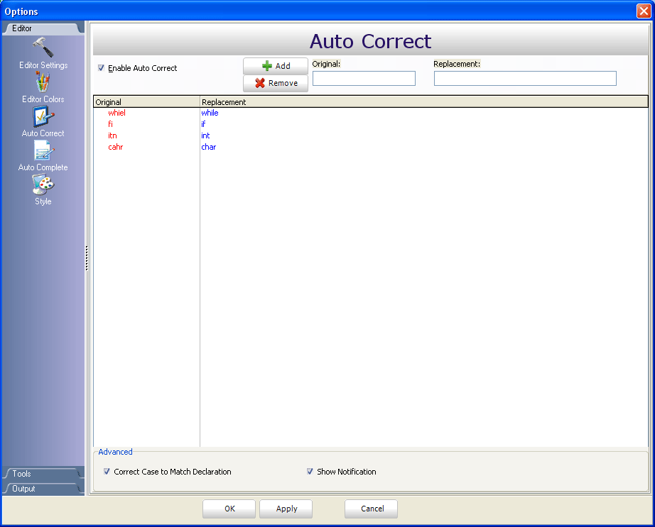 Auto Correct Window