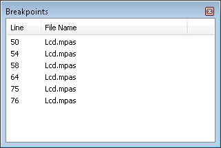 Breakpoints Window